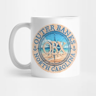 Outer Banks (OBX), North Carolina, with Beach and Wind Rose Mug